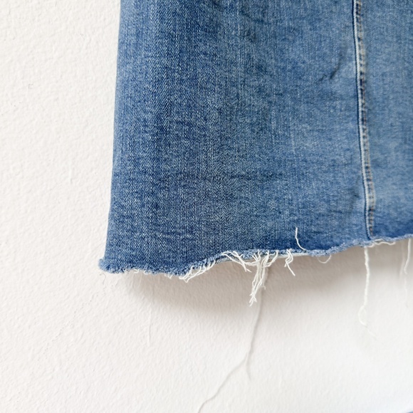 ZARA Denim Maxi Skirt Blue with Slit, Raw Edge Hem in Back in Size Medium - Picture 5 of 12